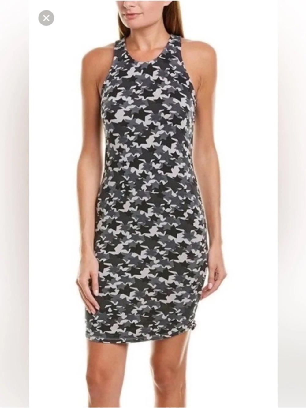Monrow Star Camo Mini Tank Dress- Vintage Black